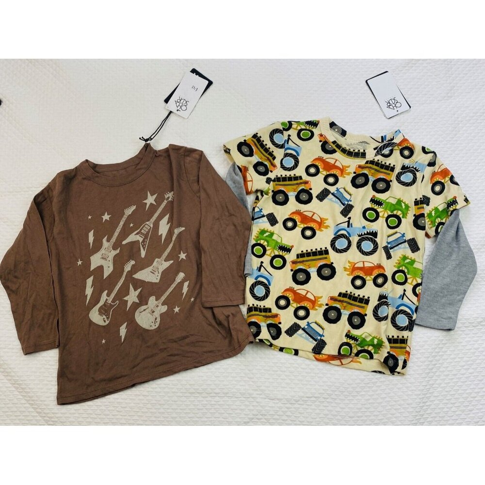 NWT CHASER LOT OF 2 Shirts Boys Size 6 Brown Monster Trucks Guitar Long Sleeve